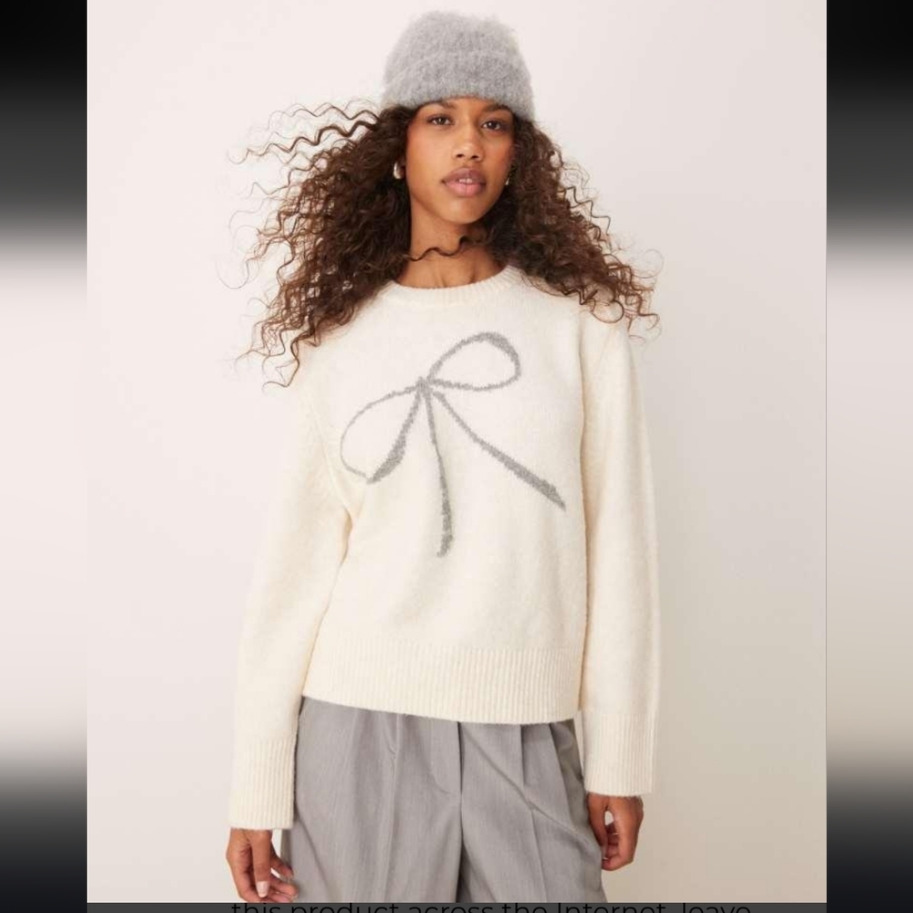 Abercrombie & Fitch crewneck knit sweater with bow Overwized Sz XS